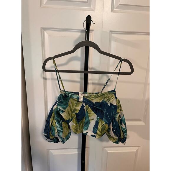 Forever 21 puff sleeve crop top - jungle print - Picture 2 of 4